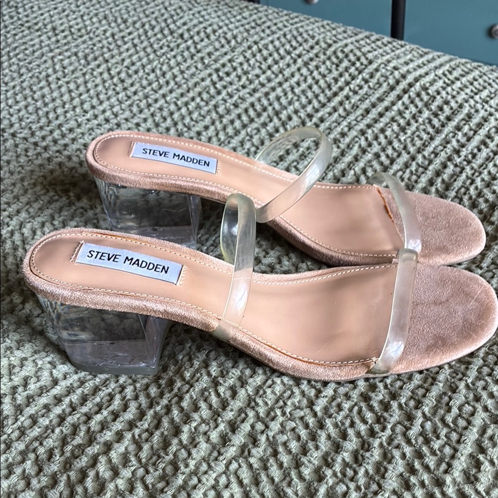 Steve Madden Women's Clear and Nude Heeled Sandals